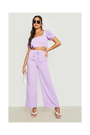 Boohoo Volume Sleeve Crop & Wide Leg Trousers