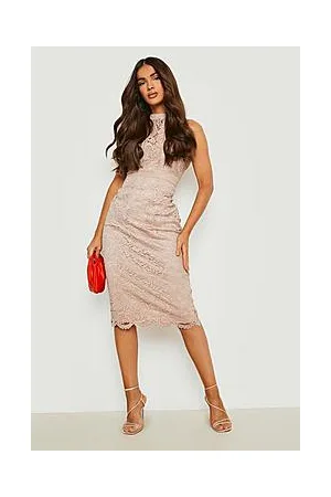 Boohoo Boutique Lace Racer Neck Midi Dress