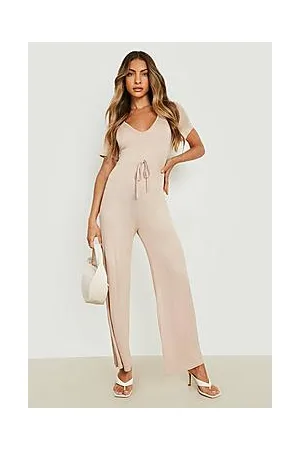Boohoo Short Sleeve Belted Wide Leg Jumpsuit