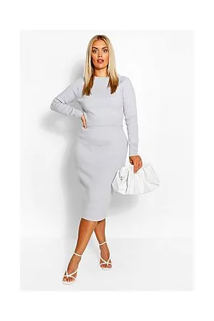 Boohoo Plus Fluffy Knitted Jumper & Skirt Set