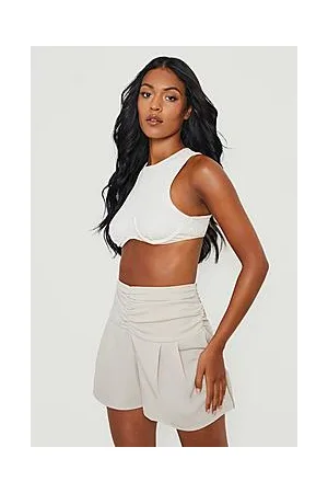 Boohoo Tal Ruched Waist Pleat Tailored Shorts
