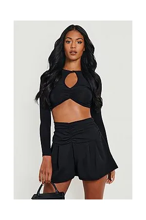 Boohoo Tal Ruched Waist Pleat Tailored Shorts