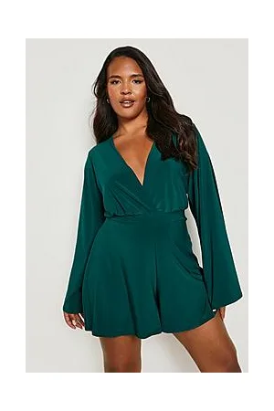 Boohoo Plus Slinky Flared Sleeve Playsuit