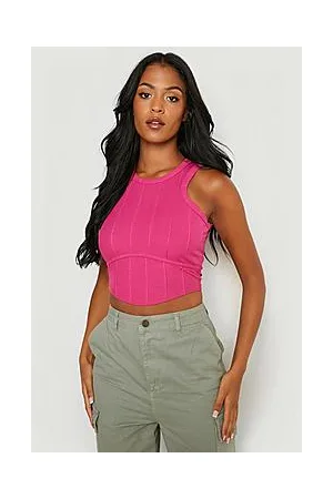 Boohoo Tall Racer Neck Bandage Rib Corset Top