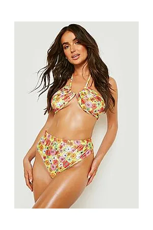 Boohoo Bright Floral High Waisted Bikini Brief