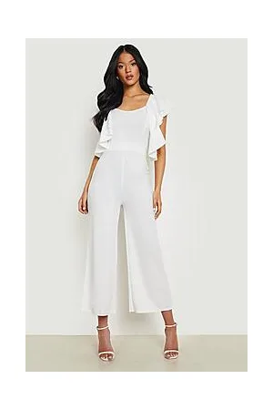 Boohoo Tall Statement Ruffle Cross Back Jumpsuit