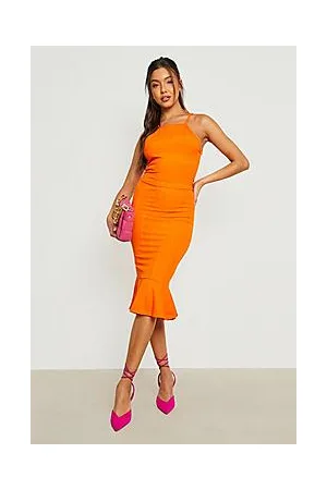 Boohoo Bandage Halter Crop & Frill Midi Skirt