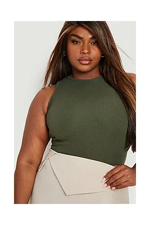 Boohoo Plus Crinkle Round Neck Bodysuit