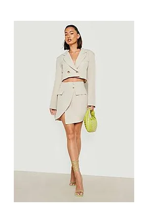 Boohoo Mock Horn Wrap Front Mini Skirt