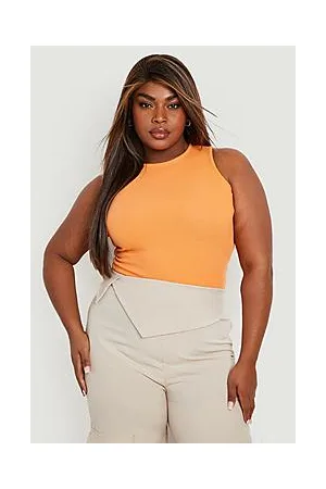 Boohoo Plus Crinkle Round Neck Bodysuit