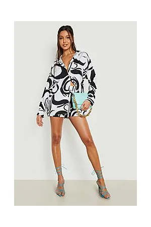 Boohoo Abstract Print Knot Shirt & Shorts