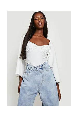 Boohoo Bardot Textured Corset Bodysuit