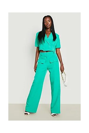 Boohoo Utility Pocket Wide Leg Tailored Trousers