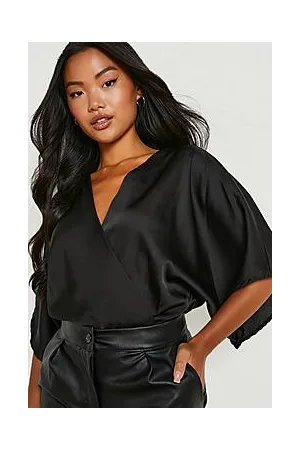 Boohoo Petite Satin Woven Angel Sleeve Bodysuit