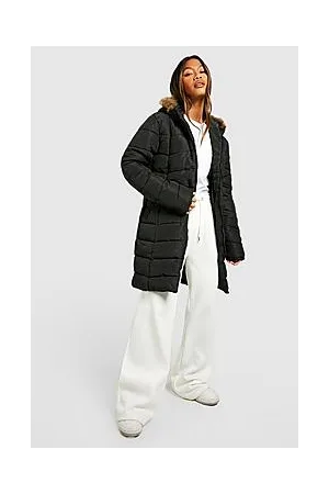 Boohoo Faux Fur Hooded Panelled Parka Coat