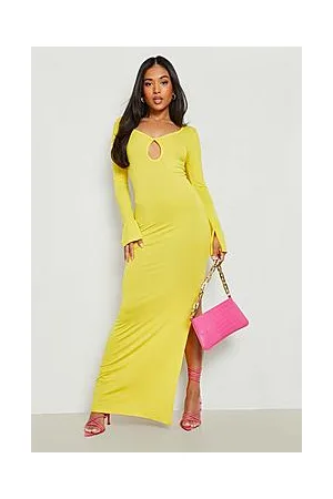 Boohoo Petite Keyhole Plunge Long Sleeve Maxi Dress