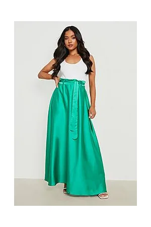 Boohoo Petite Satin Belted Maxi Skirt