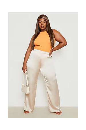 Boohoo Plus Satin Wide Leg Trousers