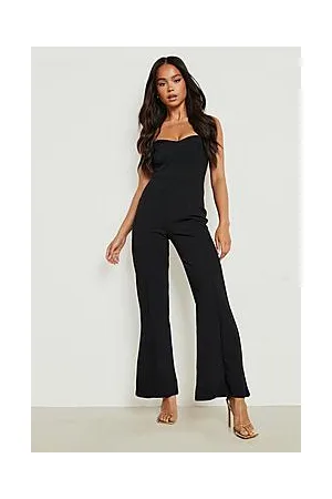 Boohoo Petite Bandeau Corset Seam Flared Jumpsuit