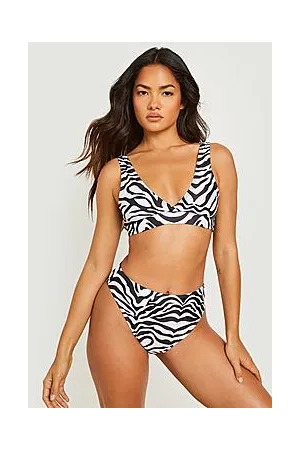 Boohoo Zebra High Waist Bikini Brief