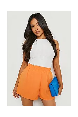 Boohoo Petite Hammered Satin Gathered Waist Short