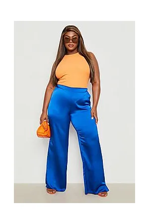 Boohoo Plus Satin Split Hem Wide Leg Trousers