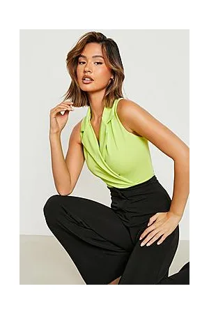 Boohoo Sleeveless Wrap Tailored Blazer Bodysuit