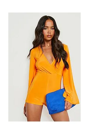 Boohoo Petite Slinky Cape Sleeve Playsuit