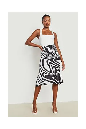 Boohoo Tall Woven Swirl Print Midi Skirt