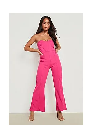 Boohoo Petite Bandeau Corset Seam Flared Jumpsuit