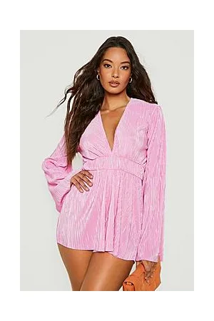 Boohoo Plisse Flare Sleeve Playsuit
