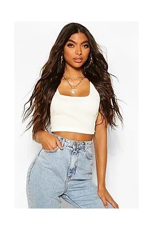 Boohoo Tall Rib Square Neck Crop Vest Top