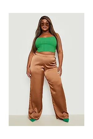 Boohoo Plus Satin Wide Leg Trousers