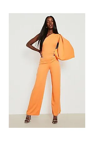 Boohoo Scuba One Shoulder Cape Jumpsuit