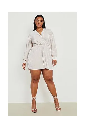 Boohoo Plus Plisse Wrap Playsuit