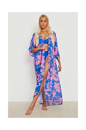 Boohoo Printed Short Sleeve Beach Kimono