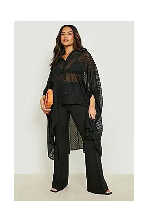 Boohoo Plus Dobby Chiffon Oversized Maxi Shirt