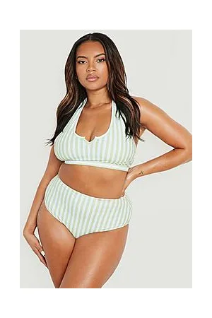 Boohoo Plus Nautical Stripe High Waisted Bikini Brief