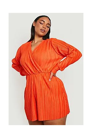 Boohoo Plus Plisse Wrap Playsuit