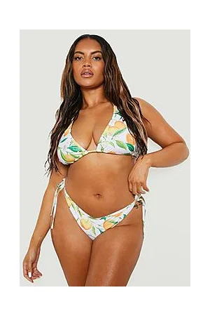 Boohoo Plus Fruit Print Triangle Bikini Top
