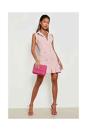 Boohoo Sleeveless Double Button Frill Blazer Dress