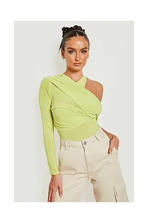 Boohoo One Shoulder Twist Detail Slinky Bodysuit