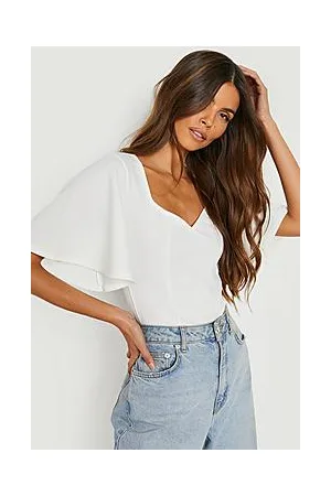 Boohoo Angel Sleeve Sweetheart Bodysuit