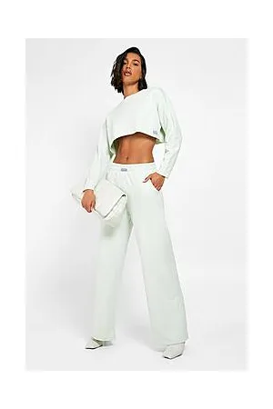 Boohoo Label Detail Cropped Sweater Tracksuit
