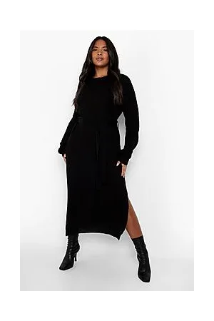 Boohoo Plus Belted Knitted Midi Dress
