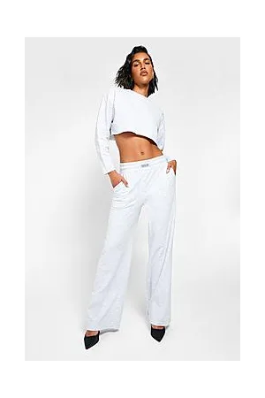 Boohoo Label Detail Cropped Sweater Tracksuit