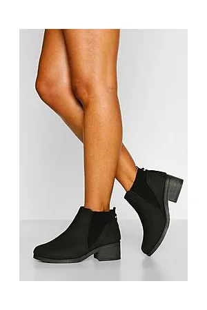 Boohoo Wide Fit Low Block Heel Chelsea Boots