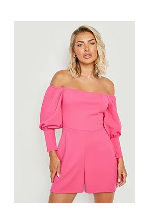 Boohoo Puff Sleeve Scuba Playsuit