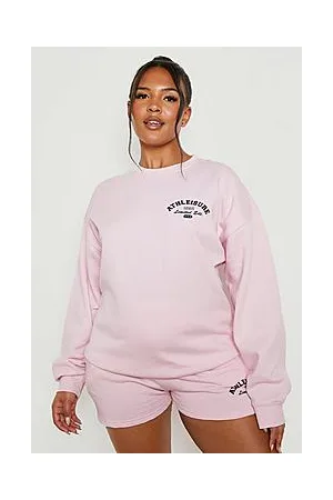 Boohoo Plus Sweater & Jogger Short Tracksuit Set