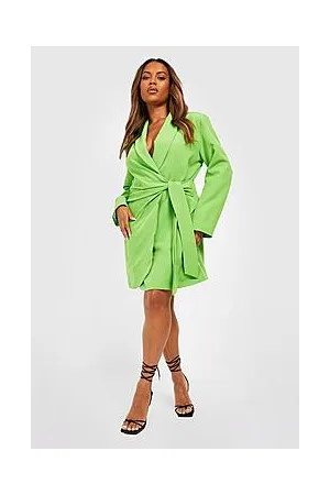 Boohoo Plus Wrap Belted Blazer Dress